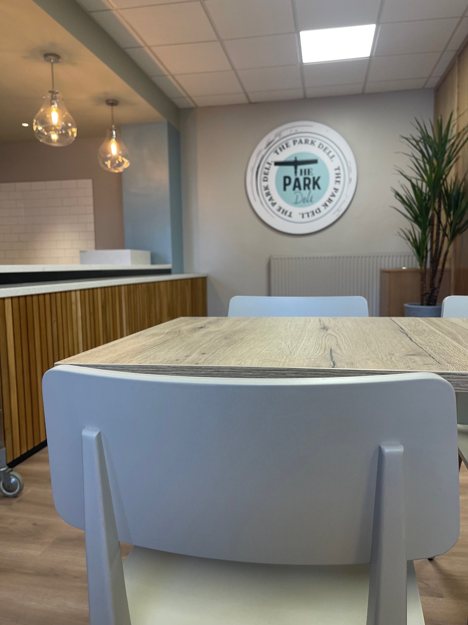 The view from a seat at a table within the Park Deli, Bensham Hospital's on-site cafe