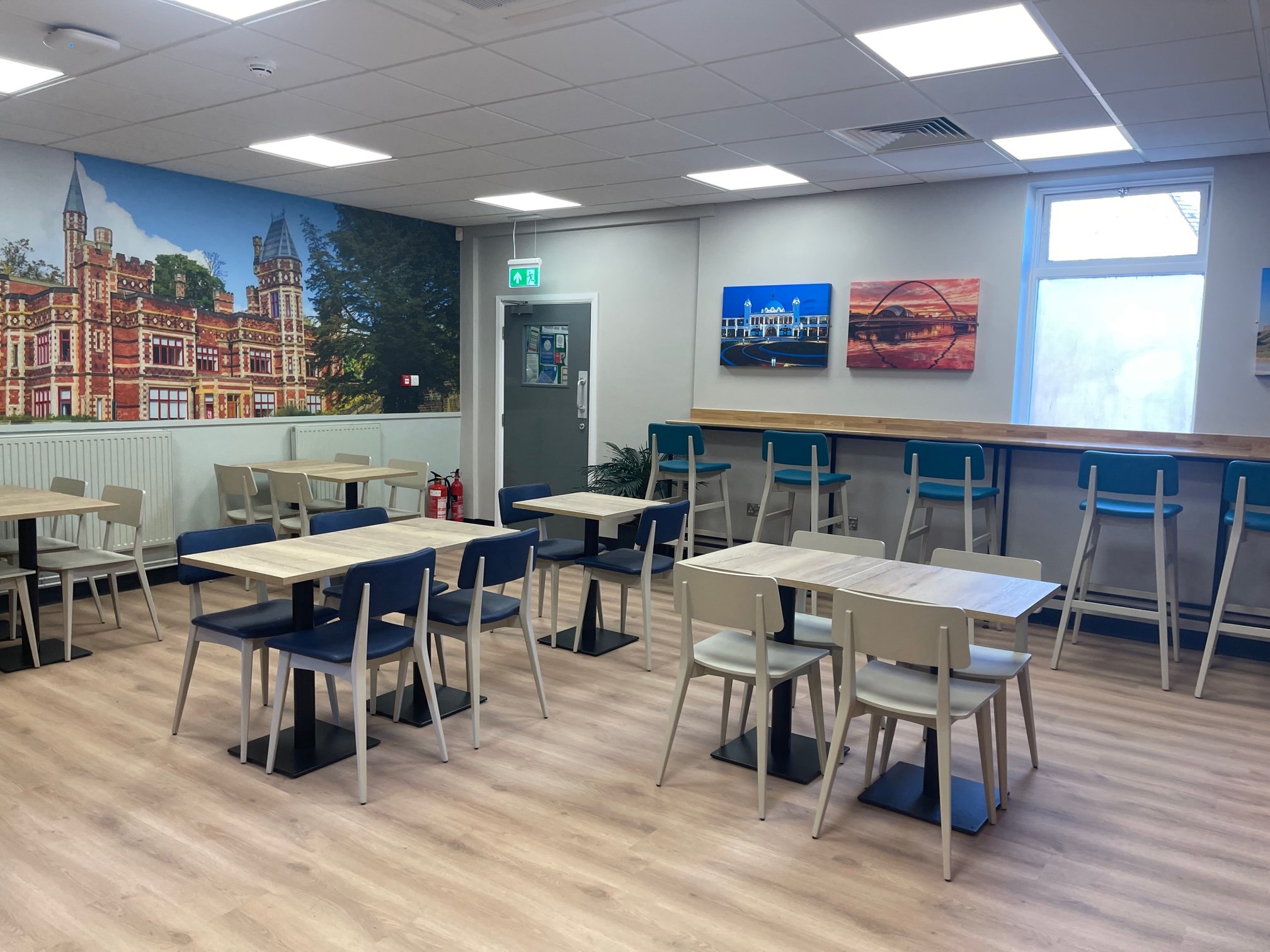 Tables and seating within the park deli, Bensham hospital's cafe
