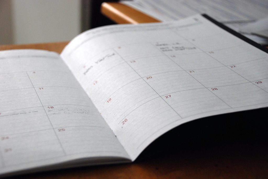 Diary calendar schedule